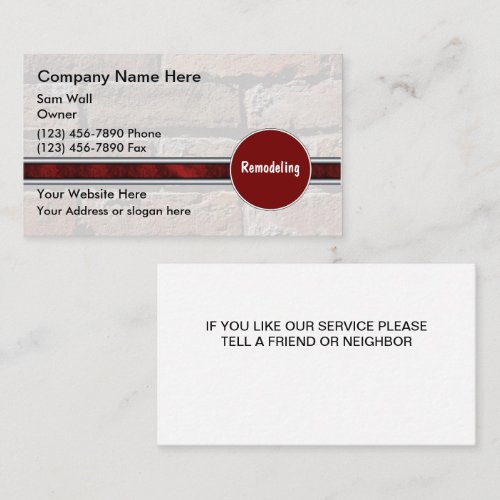 Remodeling Business Cards