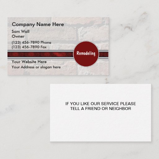 Customizable Remodeling Business Cards