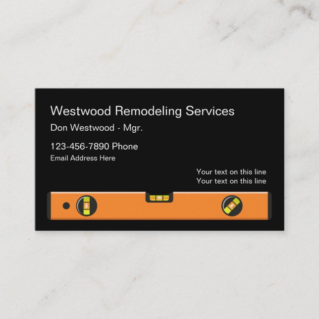 Remodeling Construction Business Card Template (Front)