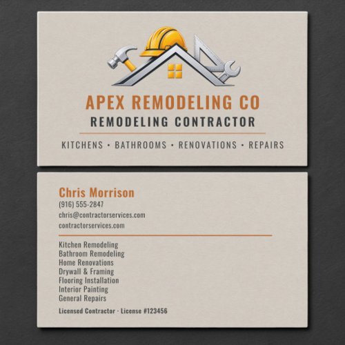 Remodeling Construction Contractor Business Card
