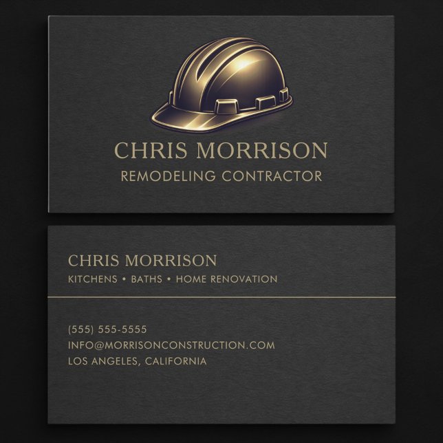 Remodeling Contractor Hard Hat Professional Business Card (Creator Uploaded)