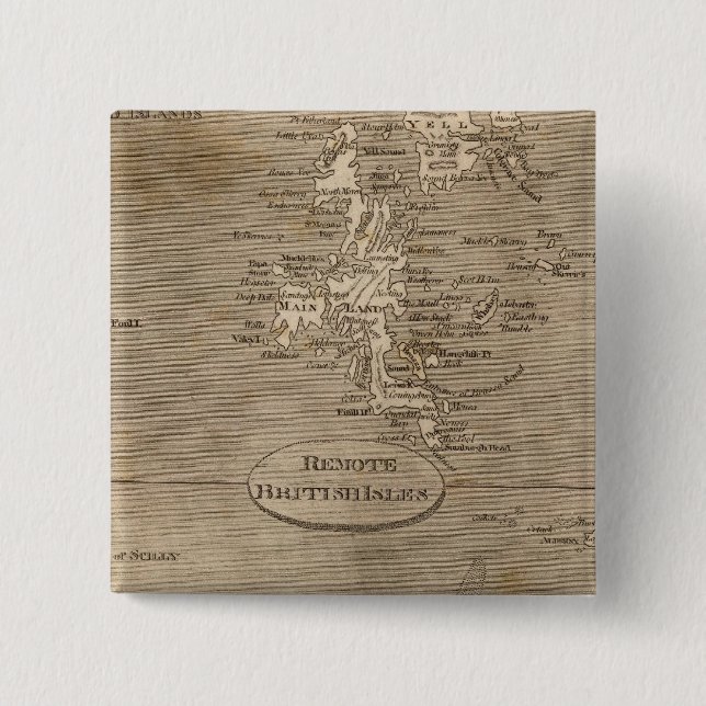Remote British Isles Map by Arrowsmith Pinback Button (Front)