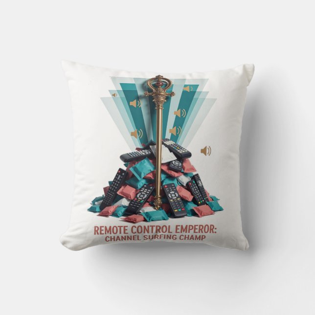 Remote Control Emperor T Shirt Throw Pillow (Front)