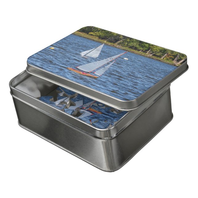 Remote Controlled Sailboats on the Water  Jigsaw Puzzle (Lid Open)