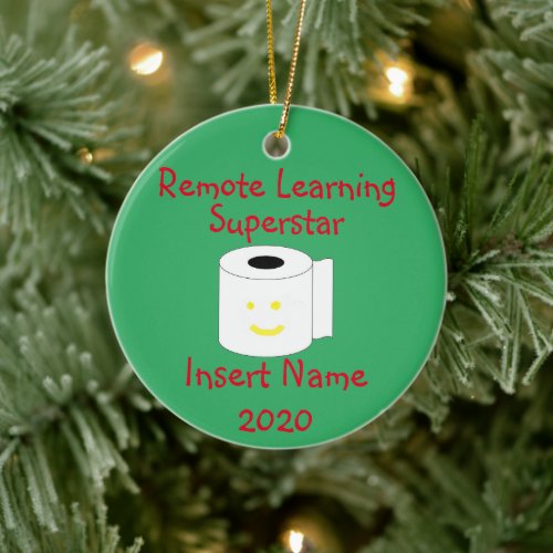 Remote Learning Christmas Ceramic Ornament