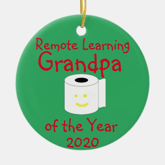 Remote Learning Grandpa of the Year Ceramic Ornament (Front)
