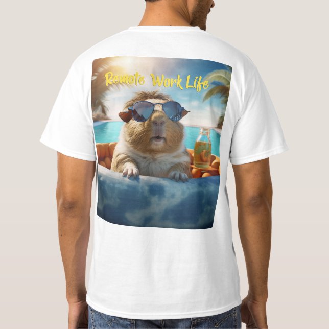 Remote Life Guinea Pig Humor Mens T-Shirt (Back)