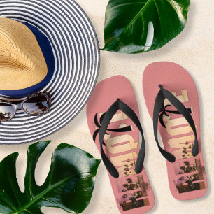 Remote Sunset Word Art Flip Flops