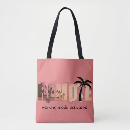 Remote Sunset Word Art Tote Bag