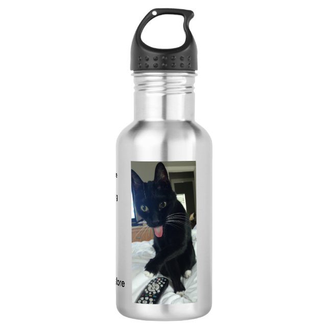 Remote tongue cat funny water bottle red 24 oz (Front)