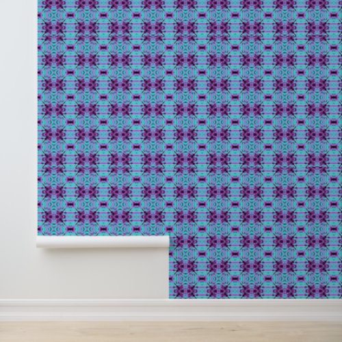 Removable Peel Stick Blue Purple Geometric Pattern Wallpaper