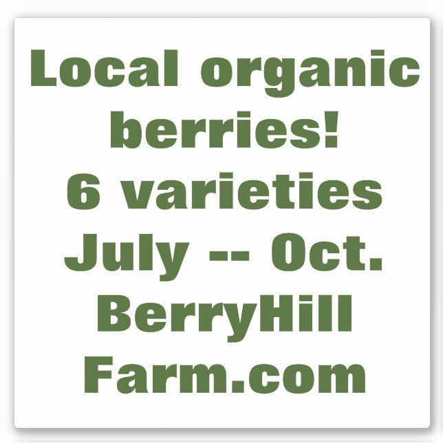 Removable white vinyl cling, farm promotion sticker (Front)