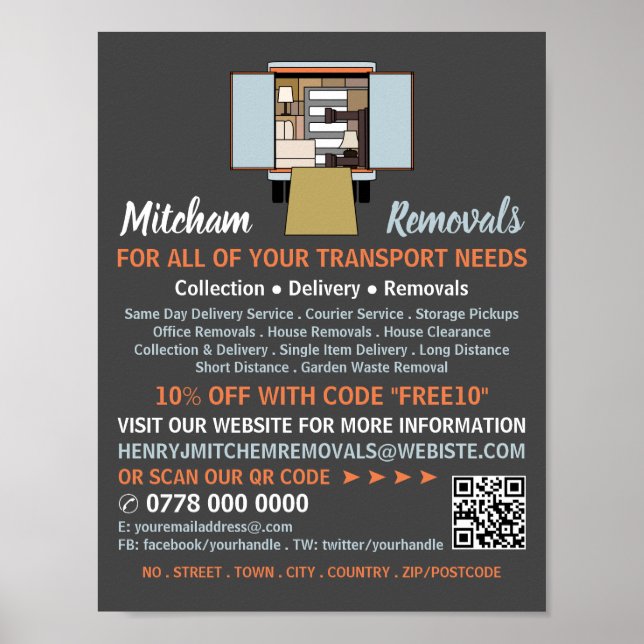 Removal Van Design, Removal Company Advertising Poster (Front)