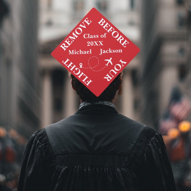 Remove Before Flight Red Pilot Name Airplane  Graduation Cap Topper (Creator Uploaded)