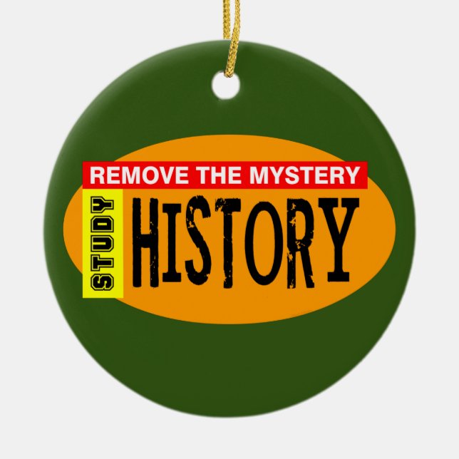 Remove Mystery History Orange Oval Ceramic Ornament (Front)