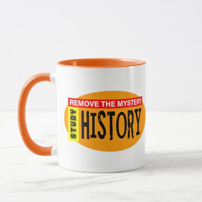 Remove Mystery History Orange Oval Mug (Left)