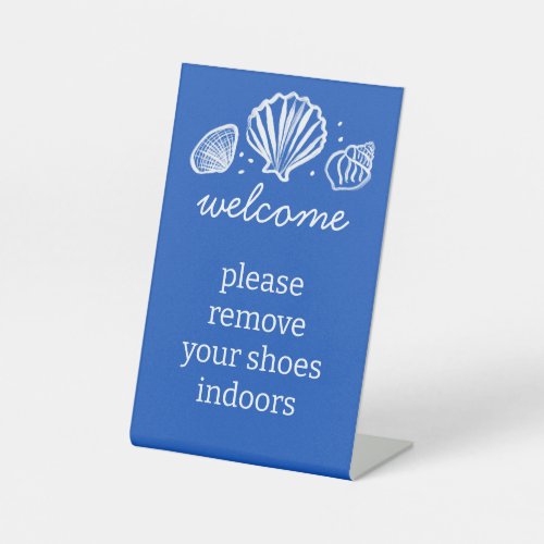 Remove Shoes Seashells Beach Vacation Rental Pedestal Sign