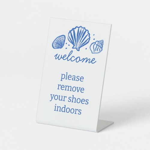 Remove Shoes Seashells Beach Vacation Rental Pedestal Sign