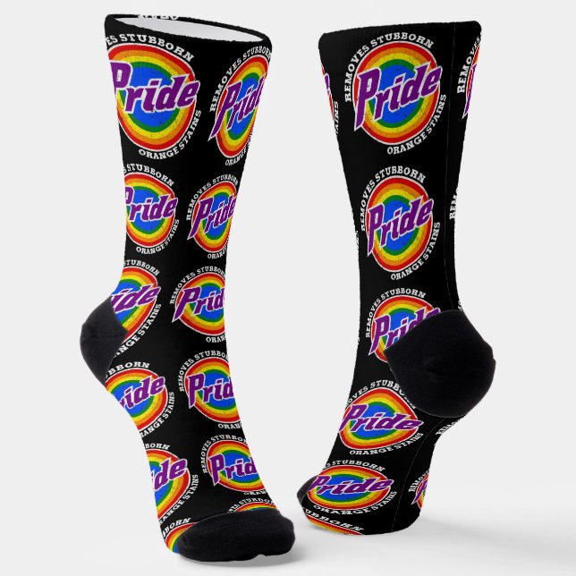 Remove Stubborn Orange Stains Pride Month LGBTQ Socks (Angled)