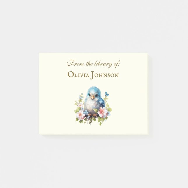 Removeable Custom Bookplate Pad Bird Post-it Notes (Front)