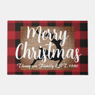 Removeable image Scottish farmhouse reindeer Xmas Doormat