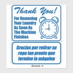 'Removing Your Laundry' Laundromat Blue Overlay  Sticker