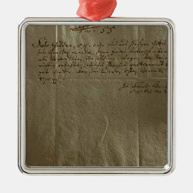 Remuneration Receipt, 17th December, 1704 Metal Ornament (Front)