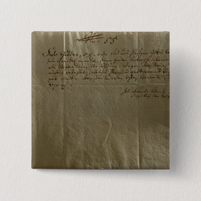 Remuneration Receipt, 17th December, 1704 Pinback Button (Front)