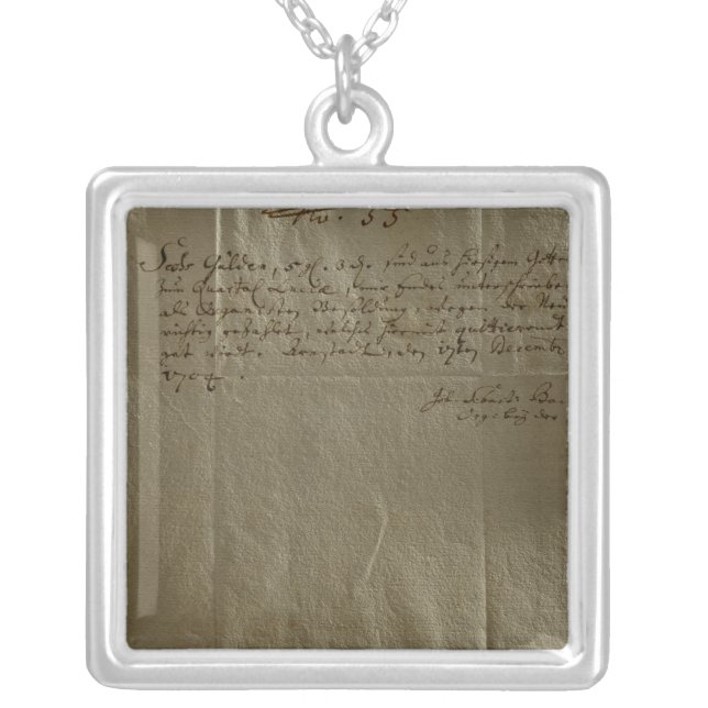 Remuneration Receipt, 17th December, 1704 Silver Plated Necklace (Front)