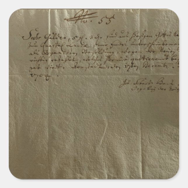 Remuneration Receipt, 17th December, 1704 Square Sticker (Front)