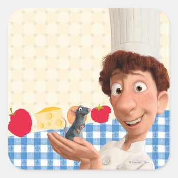 Remy And Linguine Square Sticker by OtherDisneyBrands at Zazzle