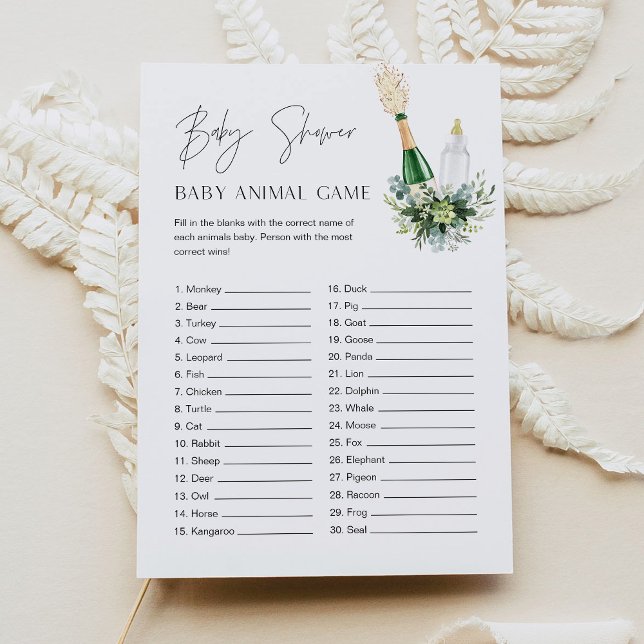 REMY Baby Animal Minimalist Baby Shower Game Invitation (Creator Uploaded)