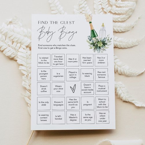 REMY Find the Guest Baby Bingo Game Poppin Bottles Invitation
