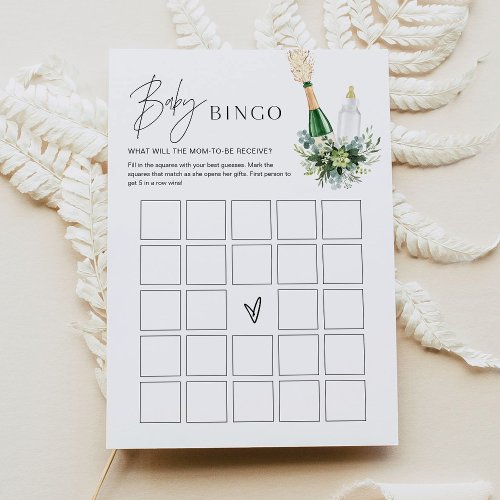 REMY Minimalist Baby Shower Bingo Game Card