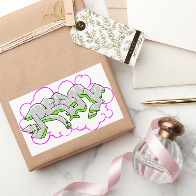 REMIO graffiti グラフティー アート ステッカー(直筆) Remy Name Graffiti Rectangular Sticker | Zazzle