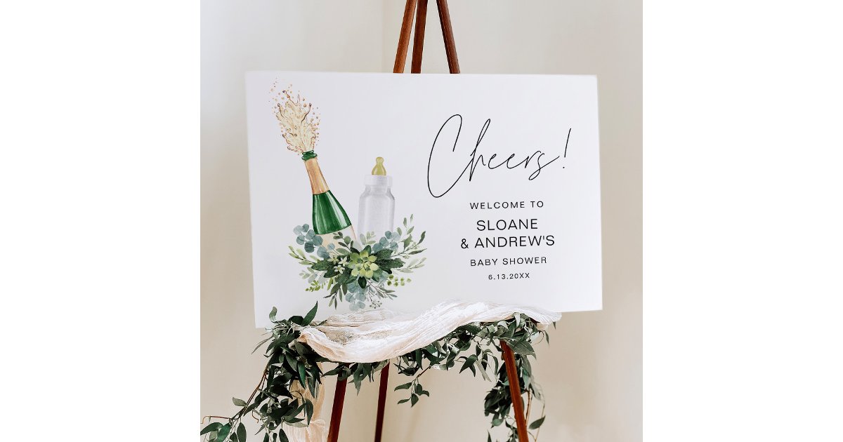 REMY Poppin Bottles Baby Shower Welcome 18x24 Foam Board | Zazzle