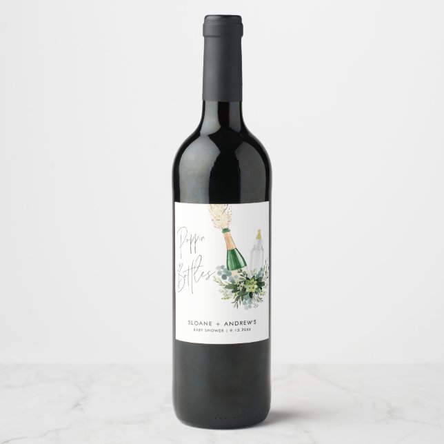 REMY Poppin Bottles Baby Shower Wine Label (Front)