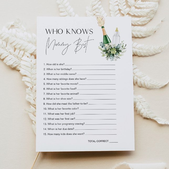 REMY Who Knows Mommy Best Baby Shower Game Card (Creator Uploaded)