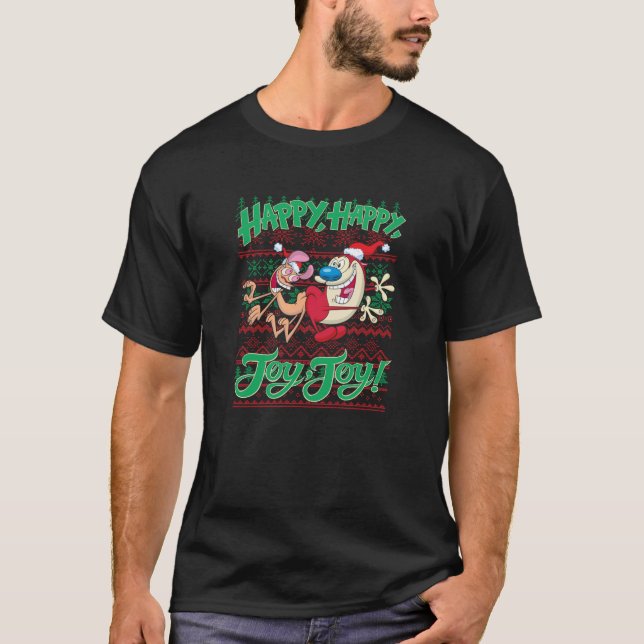 Ren and Stimpy Christmas Happy Joy Ugly Sweater Sw (Front)