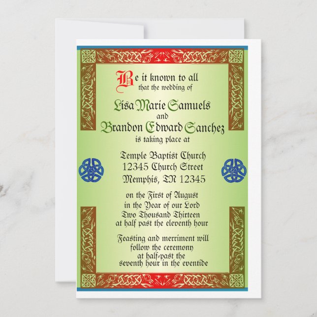 Renaisaince Medieval Wedding Invitation (Front)