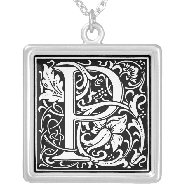 Renaissance Alphabet Letter P Necklace (Front)