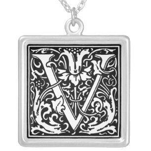 Renaissance Alphabet Letter V Necklace