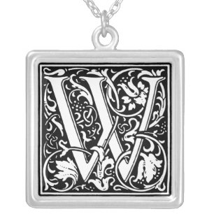 Renaissance Alphabet Letter W Necklace