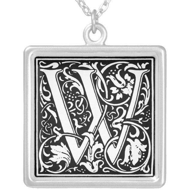 Renaissance Alphabet Letter W Necklace (Front)
