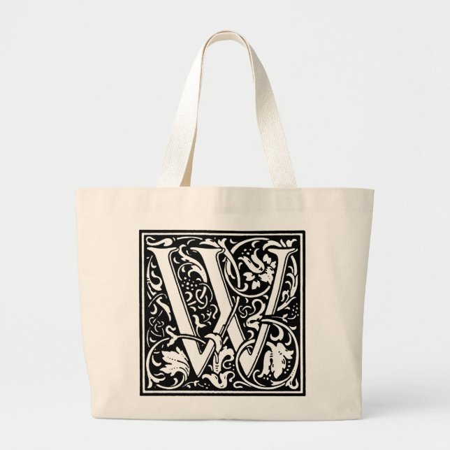 Renaissance Alphabet Letter W Totebag Large Tote Bag (Front)