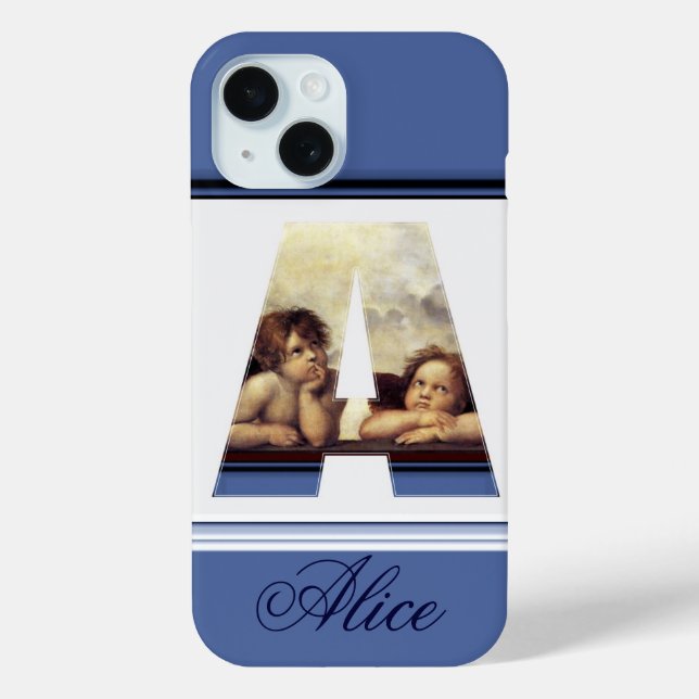 RENAISSANCE ANGEL A LETTER Winged Cherub Monogram Case-Mate iPhone Case (Back)