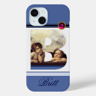 RENAISSANCE ANGEL B LETTER Winged Cherub Monogram iPhone 15 Case