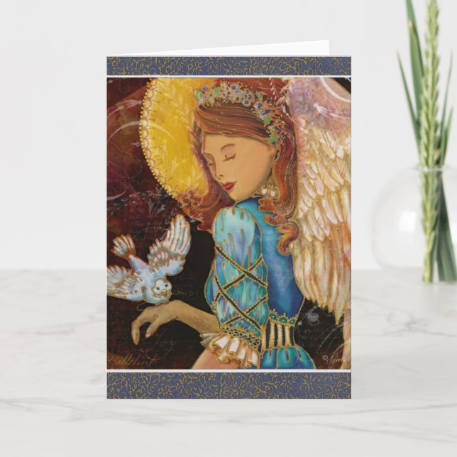 Renaissance Angel & Dove Christmas Holiday Card (Front)