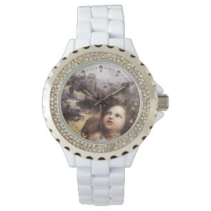RENAISSANCE ANGEL IN LANDSCAPE,Pink Gemstones Watch