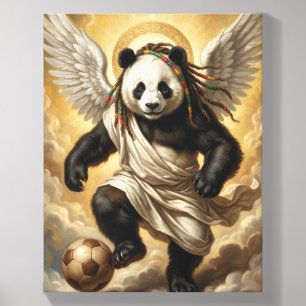 Renaissance Angel Panda plays Soccer on a Canvas Photo Tile
